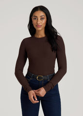 American Tall Online | FITTED Ribbed Long Sleeve Tee for Tall Women in Espresso