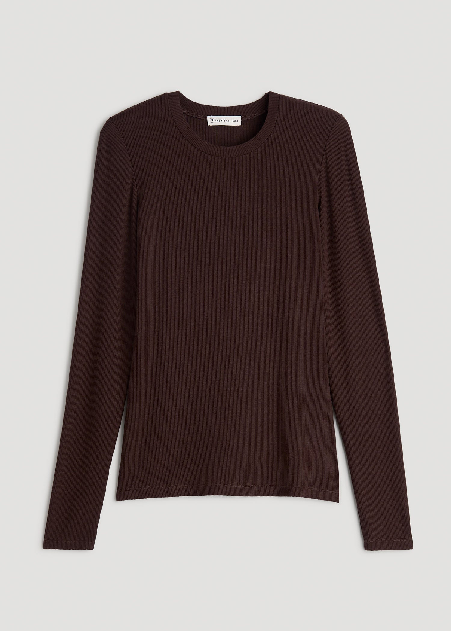 American Tall Online | FITTED Ribbed Long Sleeve Tee for Tall Women in Espresso