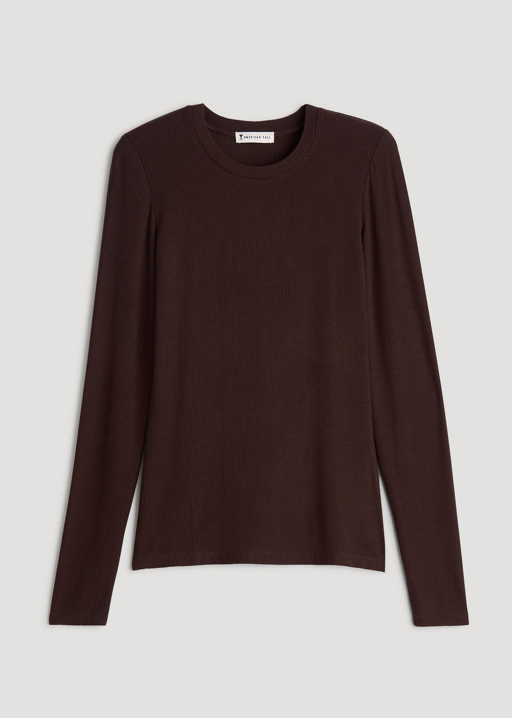 American Tall Online | FITTED Ribbed Long Sleeve Tee for Tall Women in Espresso