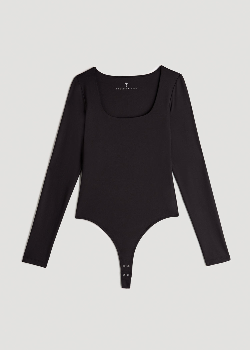 American Tall Outlet | Long Sleeve Square Neck Bodysuit for Tall Women in Black