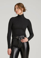 American Tall For Sale | Fitted Long Sleeve Ribbed Turtleneck Tee for Tall Women in Black
