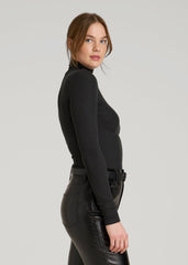 American Tall For Sale | Fitted Long Sleeve Ribbed Turtleneck Tee for Tall Women in Black