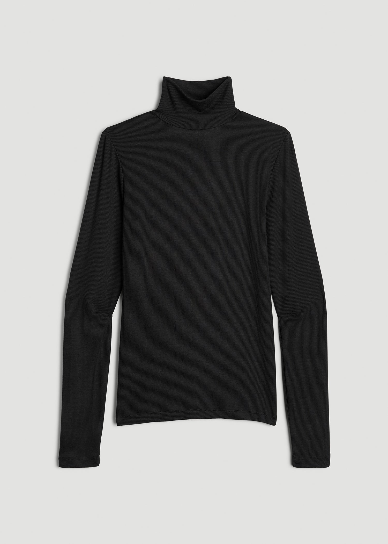 American Tall For Sale | Fitted Long Sleeve Ribbed Turtleneck Tee for Tall Women in Black