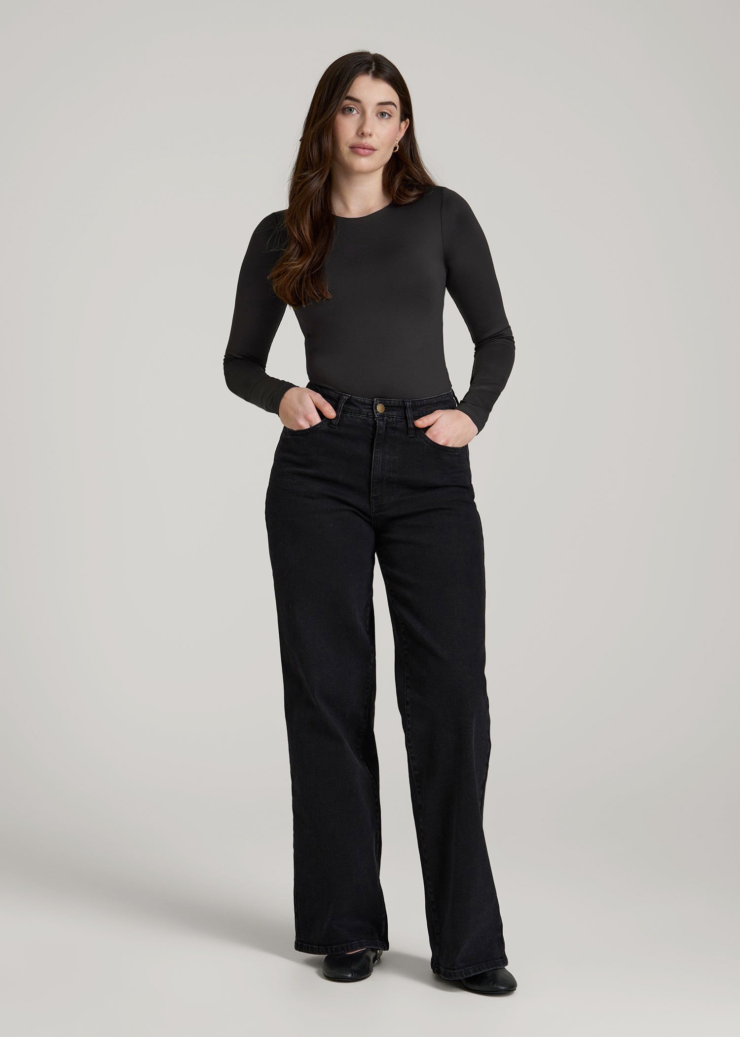 American Tall Online | Long Sleeve Bodysuit for Tall Women in Black
