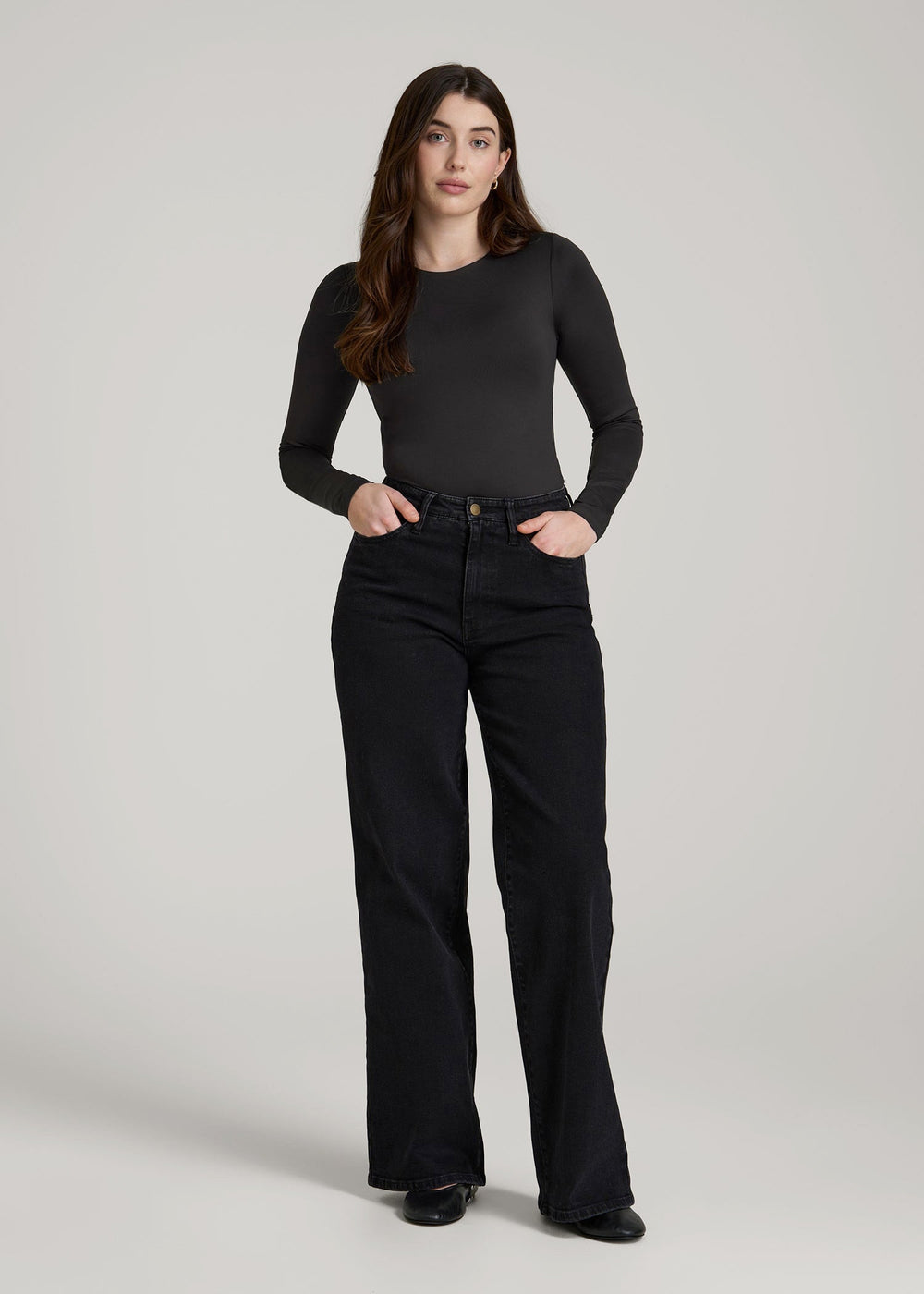 American Tall Online | Long Sleeve Bodysuit for Tall Women in Black