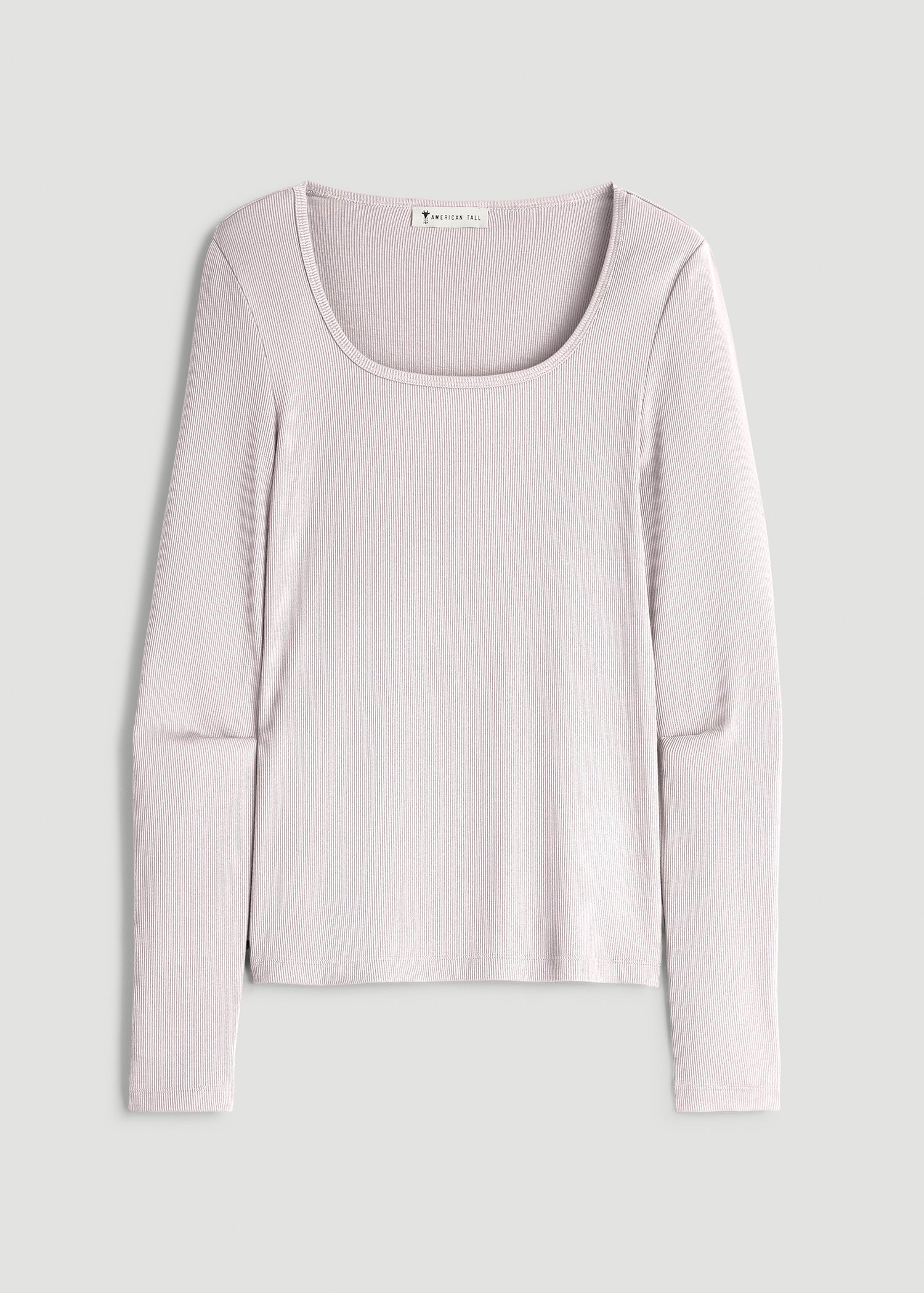 American Tall For Sale | Long Sleeve Ribbed Square Neck Top for Tall Women in Grey Lilac