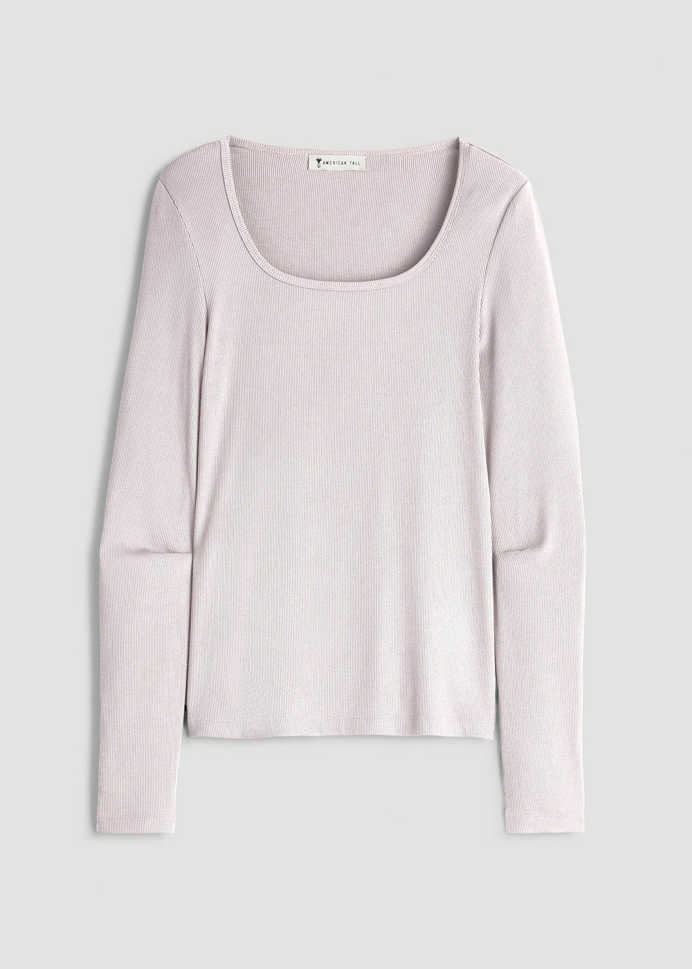American Tall For Sale | Long Sleeve Ribbed Square Neck Top for Tall Women in Grey Lilac