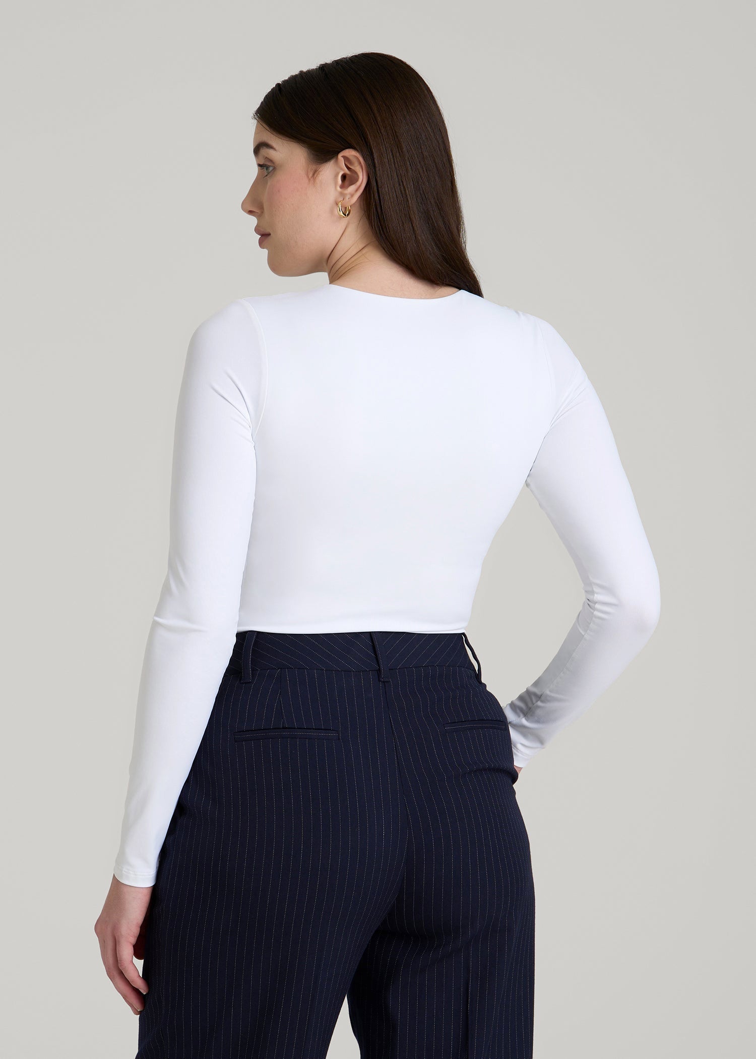 American Tall Discount | Long Sleeve Bodysuit for Tall Women in Bright White