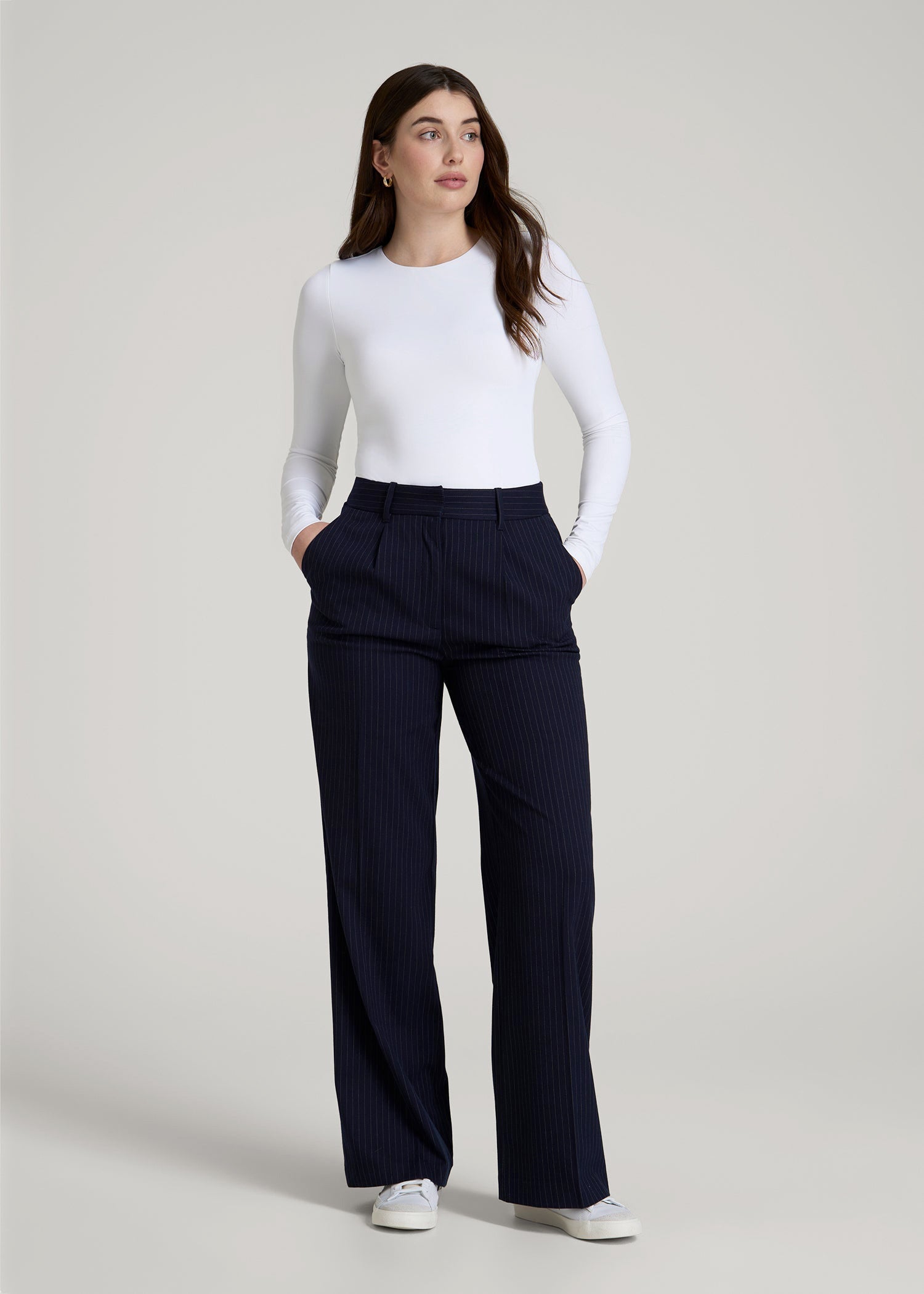 American Tall Discount | Long Sleeve Bodysuit for Tall Women in Bright White