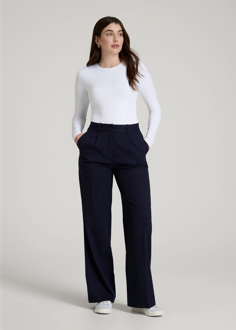 American Tall Discount | Long Sleeve Bodysuit for Tall Women in Bright White