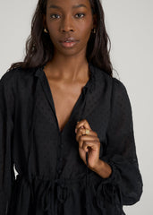 American Tall Outlet | Peasant Chiffon Blouse for Tall Women in Black