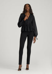 American Tall Outlet | Peasant Chiffon Blouse for Tall Women in Black