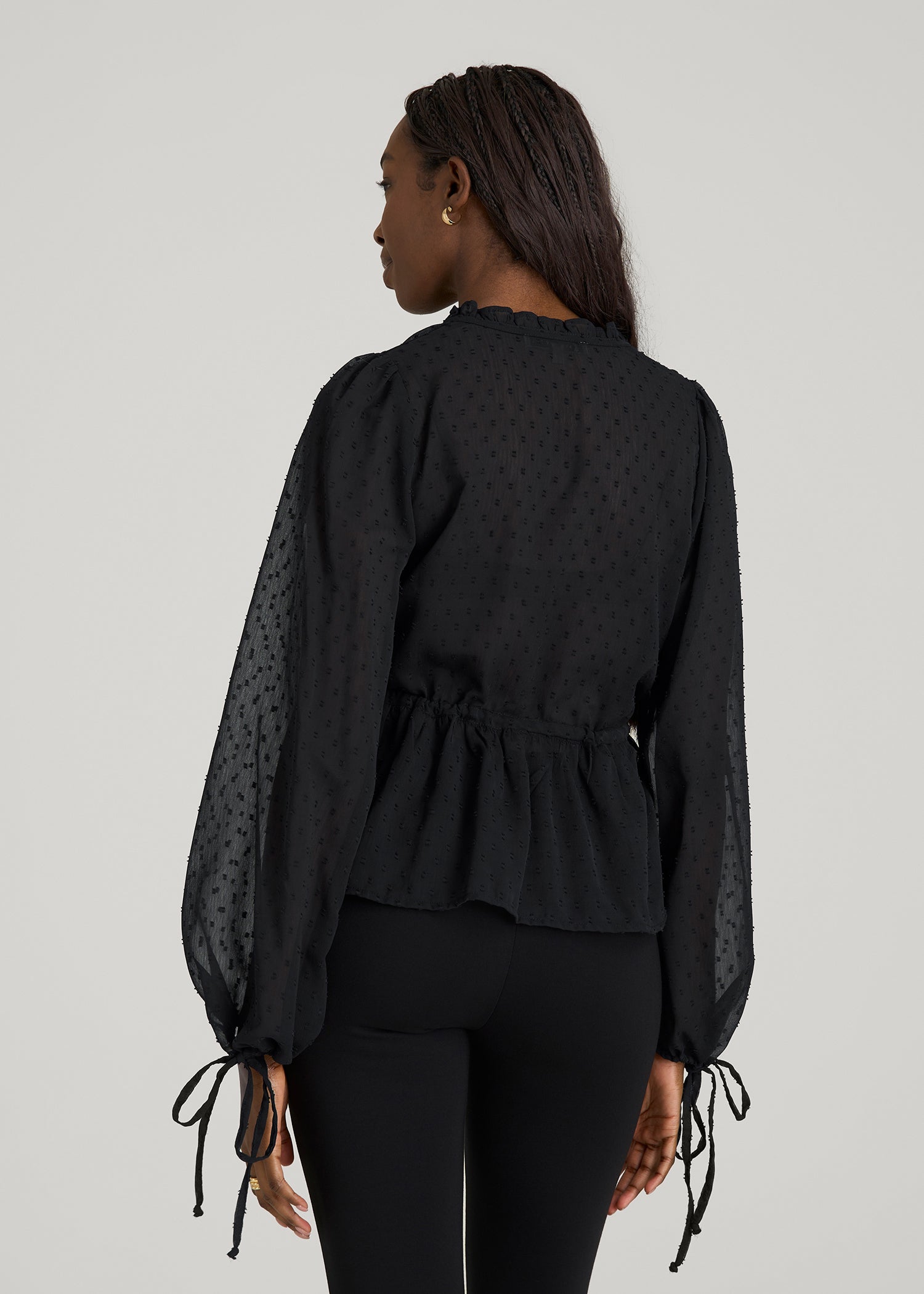 American Tall Outlet | Peasant Chiffon Blouse for Tall Women in Black