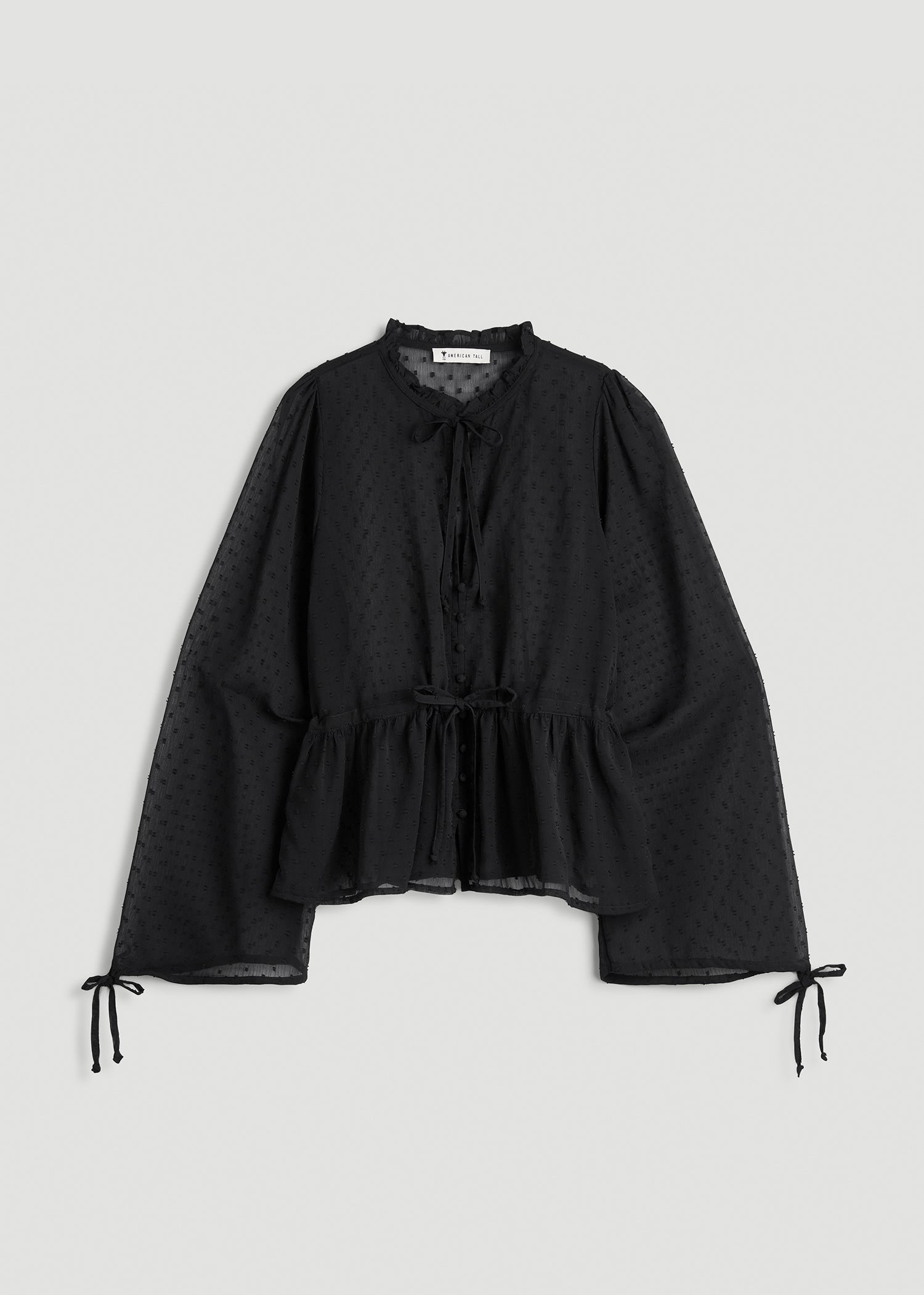 American Tall Outlet | Peasant Chiffon Blouse for Tall Women in Black