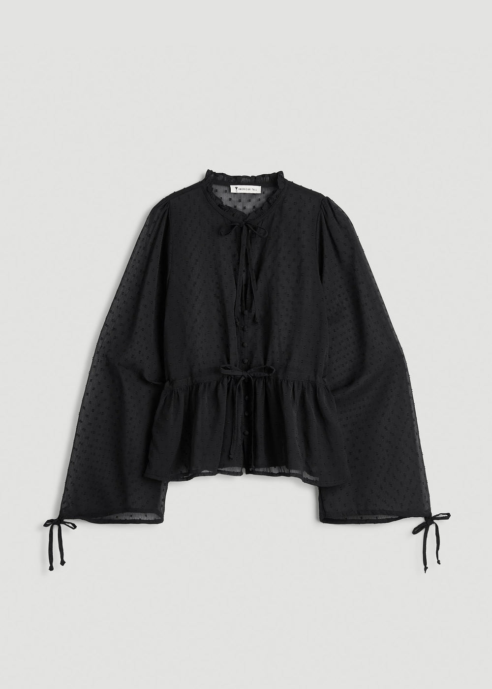 American Tall Outlet | Peasant Chiffon Blouse for Tall Women in Black