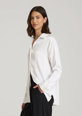 American Tall Online Shop | Relaxed Button-Up Blouse for Tall Women in Pearl White