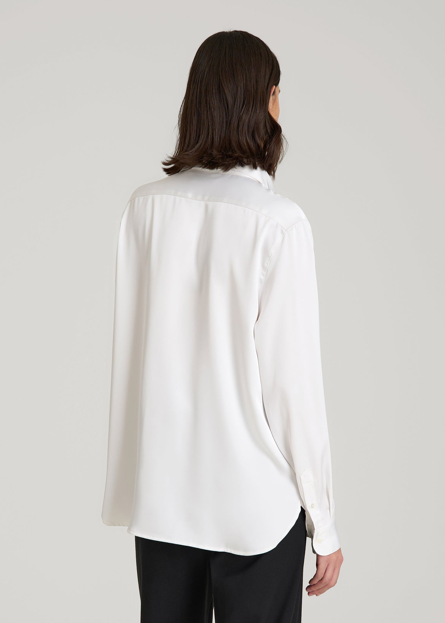 American Tall Online Shop | Relaxed Button-Up Blouse for Tall Women in Pearl White