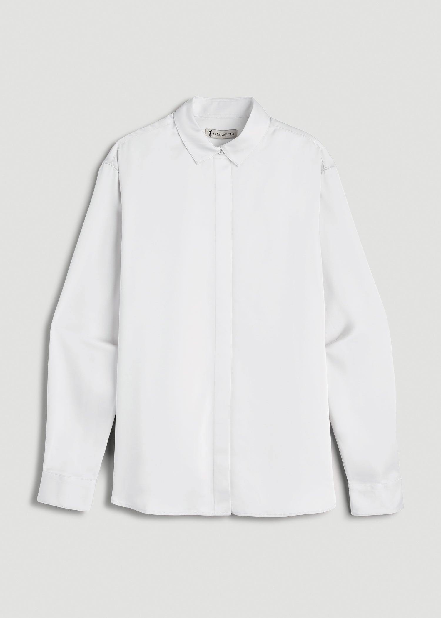 American Tall Online Shop | Relaxed Button-Up Blouse for Tall Women in Pearl White