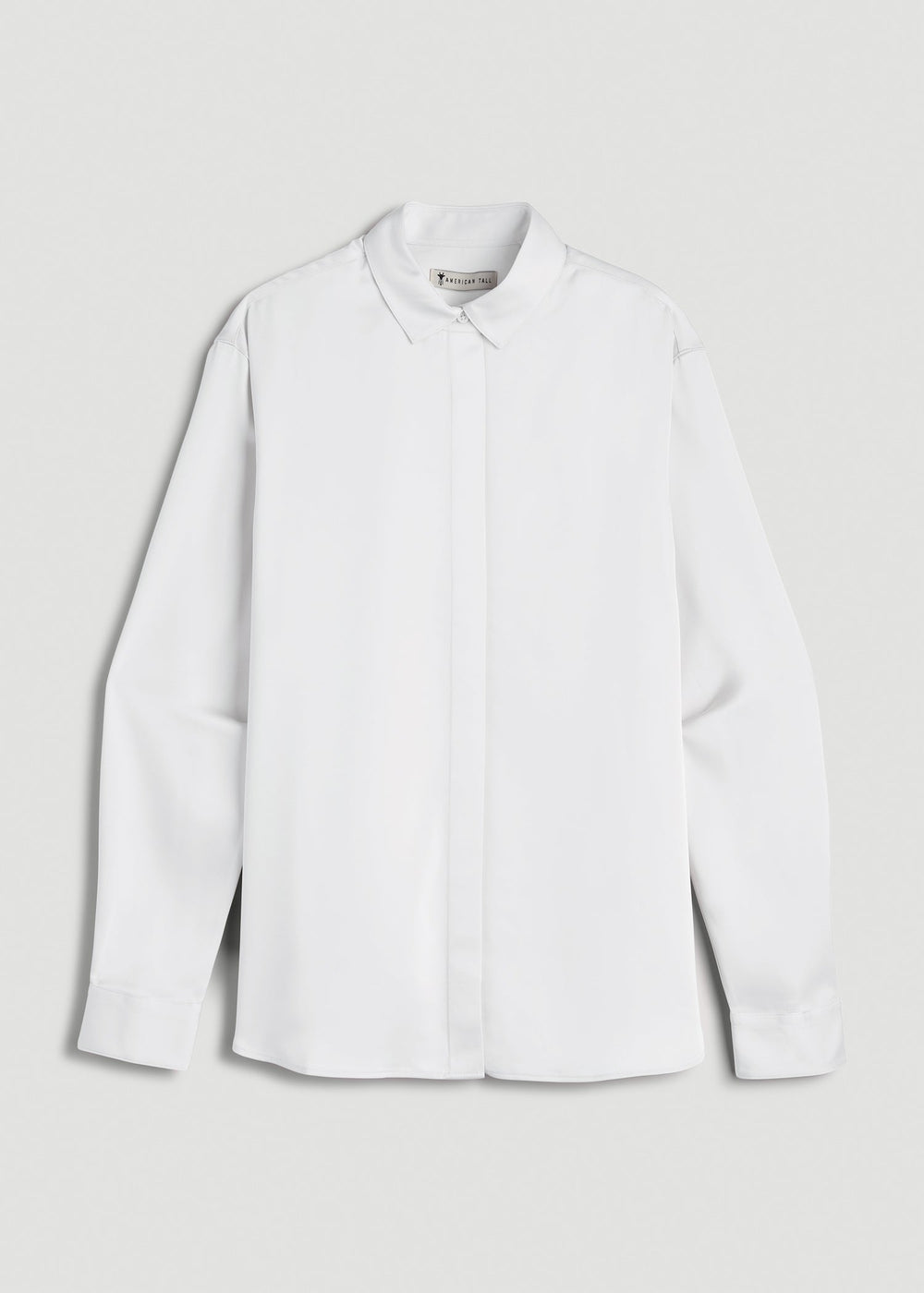 American Tall Online Shop | Relaxed Button-Up Blouse for Tall Women in Pearl White