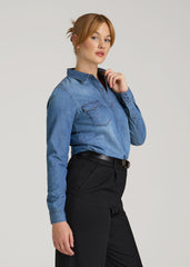 American Tall Online | Denim Shirt for Tall Women in Faded Blue