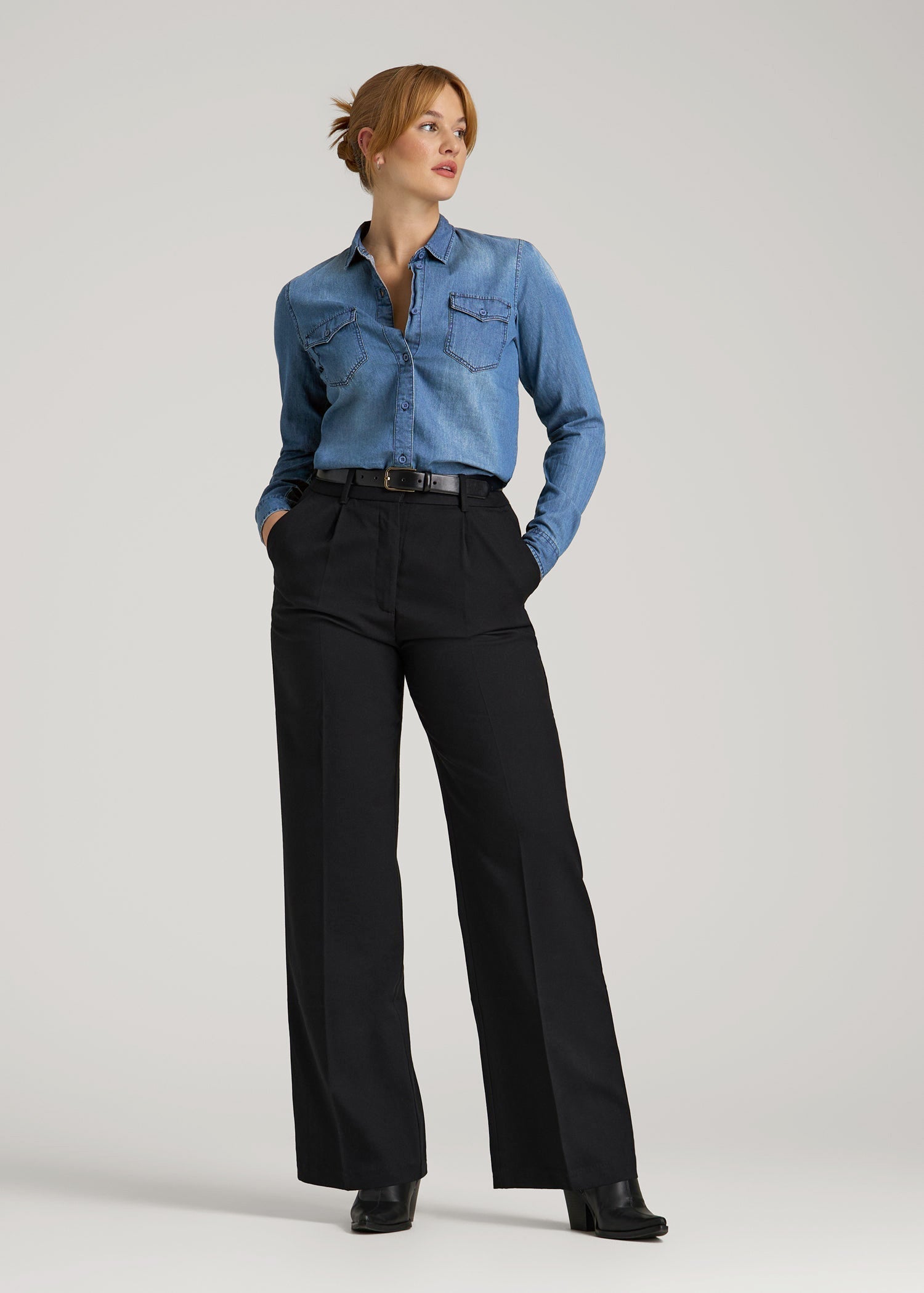 American Tall Online | Denim Shirt for Tall Women in Faded Blue