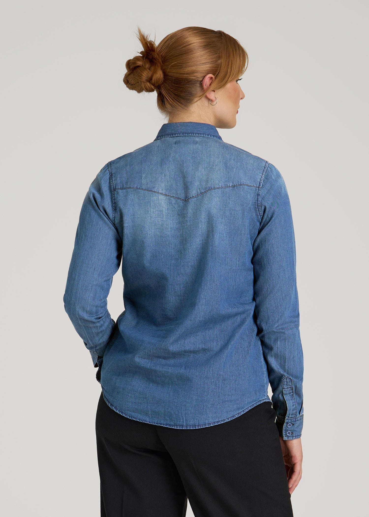 American Tall Online | Denim Shirt for Tall Women in Faded Blue