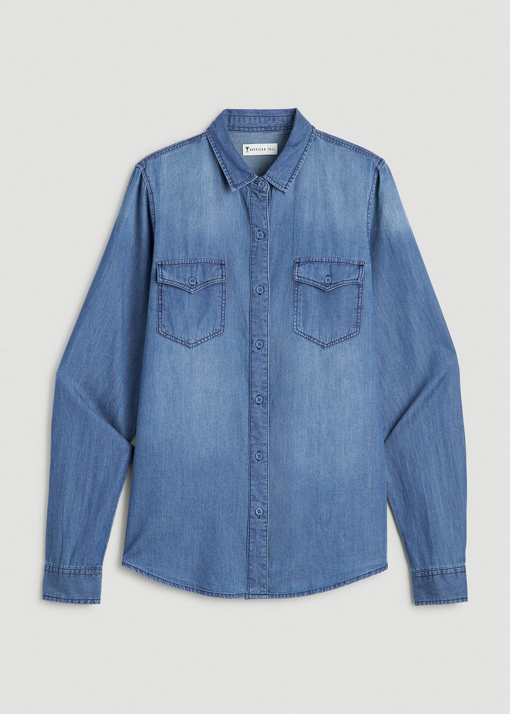 American Tall Online | Denim Shirt for Tall Women in Faded Blue