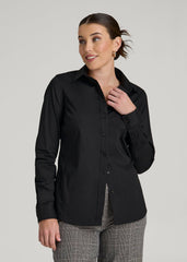 American Tall Outlet | Slim Fit Button Up Shirt for Tall Women in Black