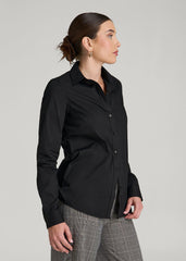 American Tall Outlet | Slim Fit Button Up Shirt for Tall Women in Black