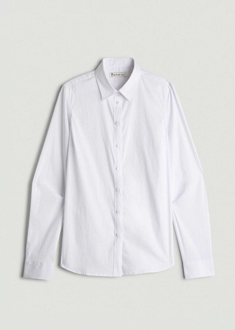 American Tall For Sale | Slim Fit Button Up Shirt for Tall Women in White