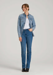 American Tall Discount | Western Denim Shirt for Tall Women in Heritage Faded