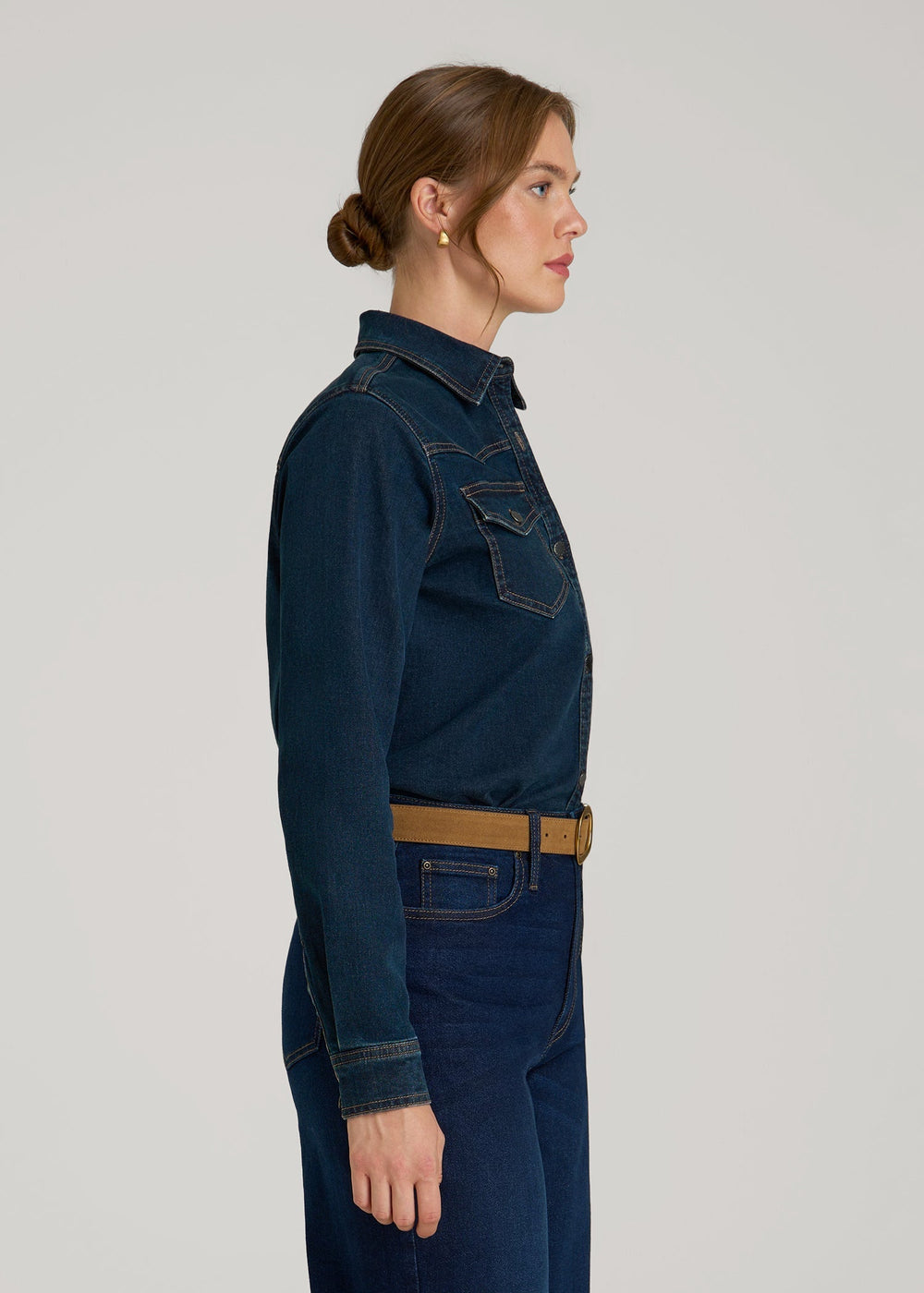 American Tall Online | Western Denim Shirt for Tall Women in Indigo Dusk