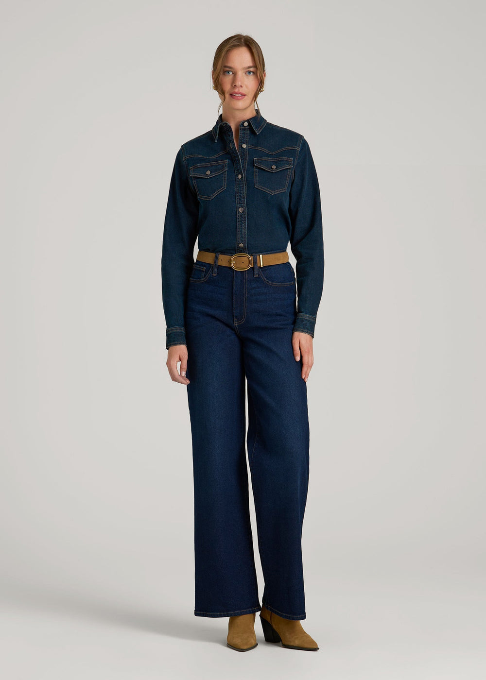 American Tall Online | Western Denim Shirt for Tall Women in Indigo Dusk