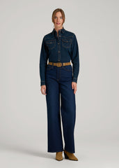 American Tall Online | Western Denim Shirt for Tall Women in Indigo Dusk