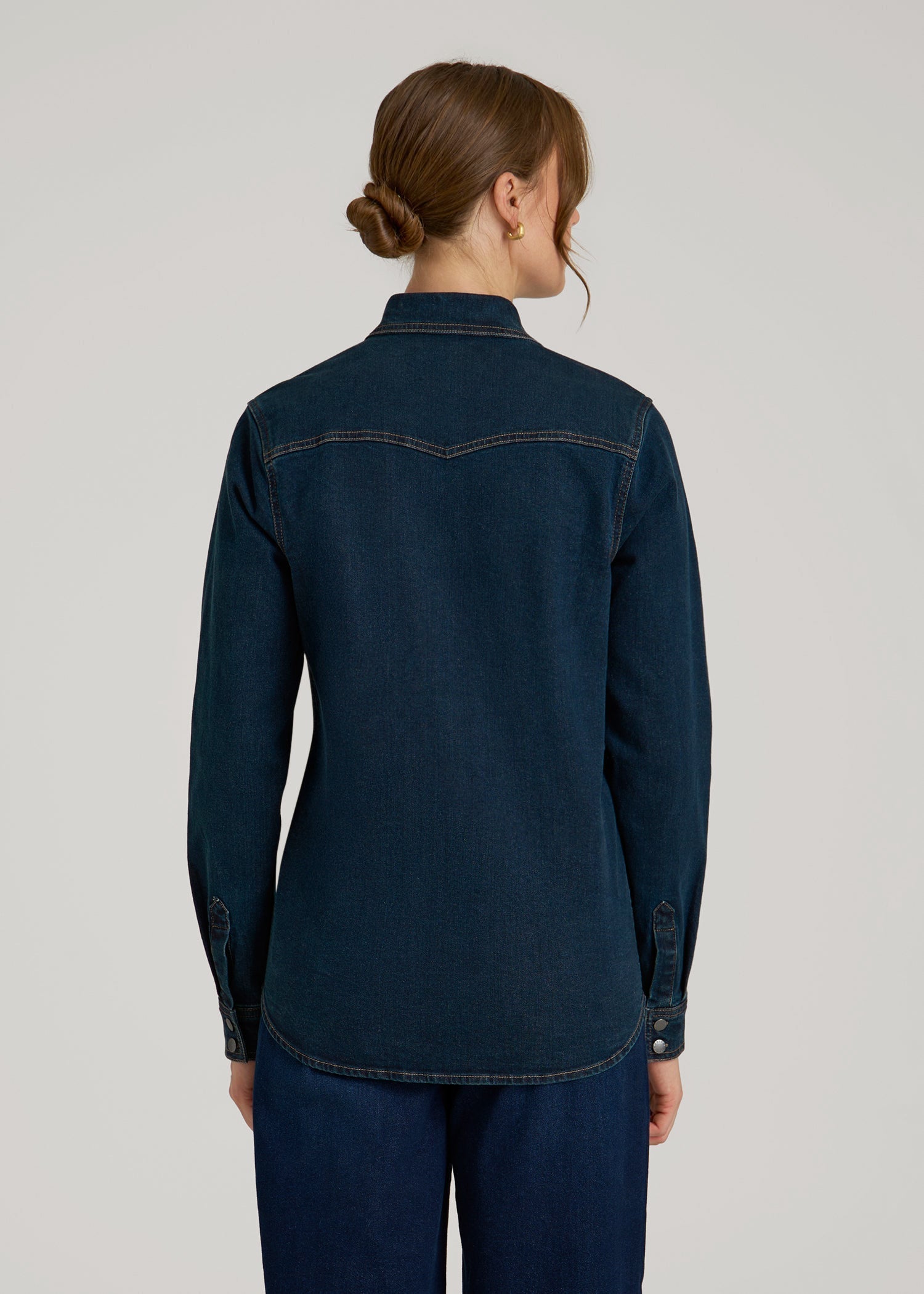American Tall Online | Western Denim Shirt for Tall Women in Indigo Dusk