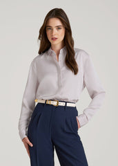 American Tall Outlet | Relaxed Button-Up Blouse for Tall Women in Grey Lilac