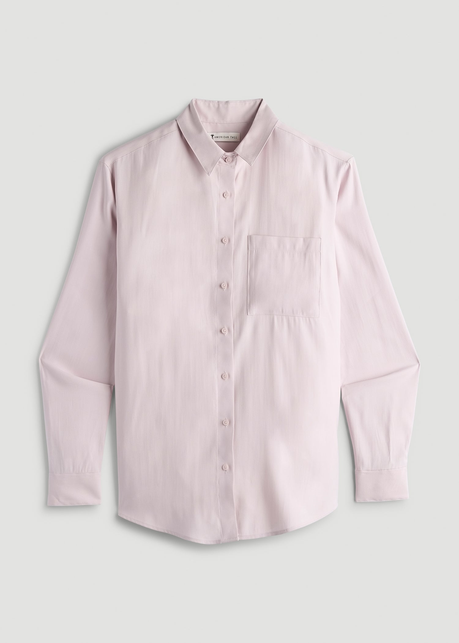 American Tall For Sale | Relaxed Button-Up Single-Pocket Blouse for Tall Women in Grey Lilac