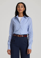 American Tall Online Shop | Regular Fit Dress Shirt for Tall Women in Chambray Blue
