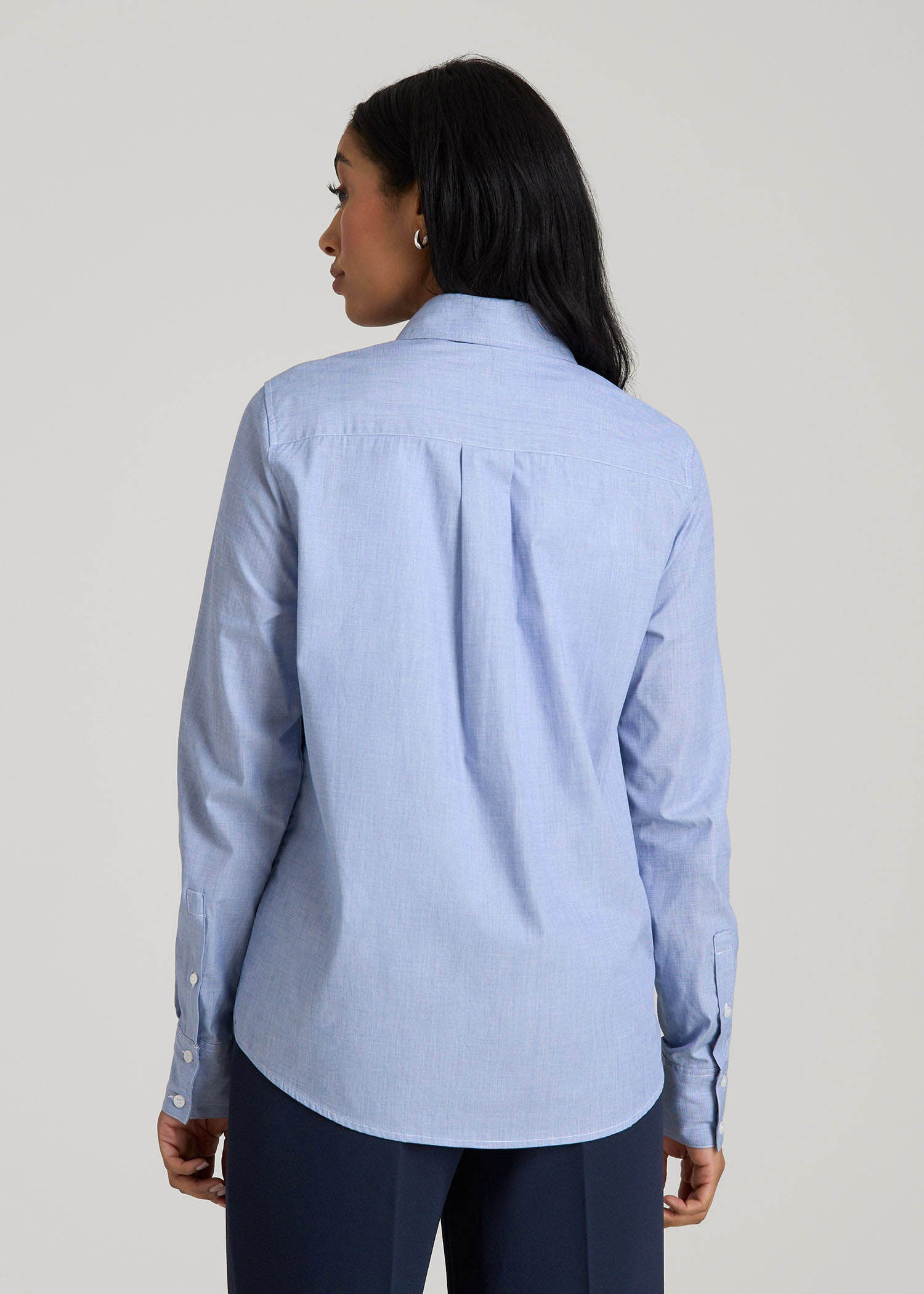 American Tall Online Shop | Regular Fit Dress Shirt for Tall Women in Chambray Blue