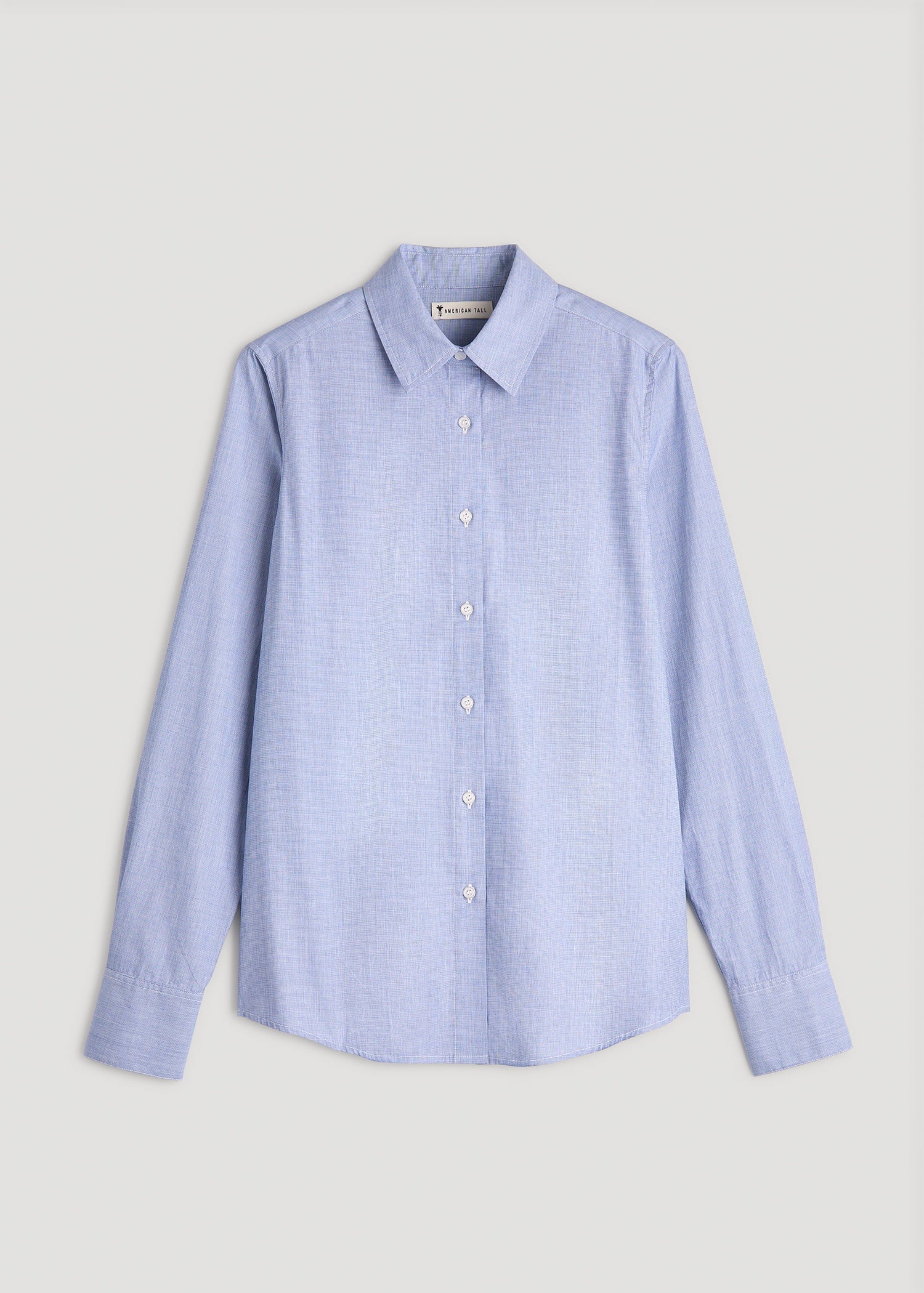 American Tall Online Shop | Regular Fit Dress Shirt for Tall Women in Chambray Blue