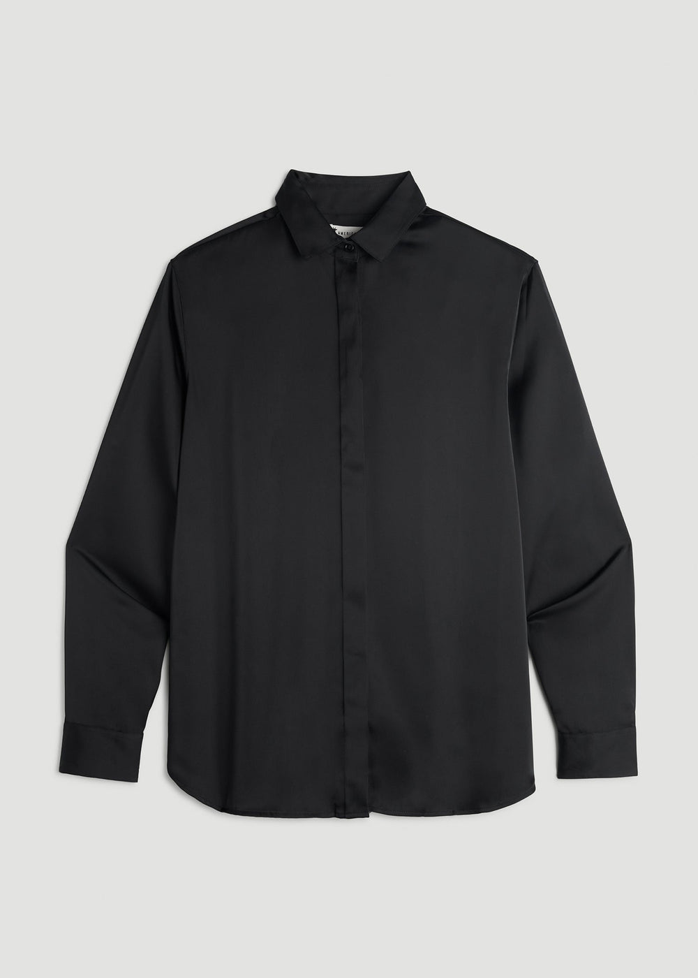 American Tall Discount | Relaxed Button-Up Blouse for Tall Women in Black