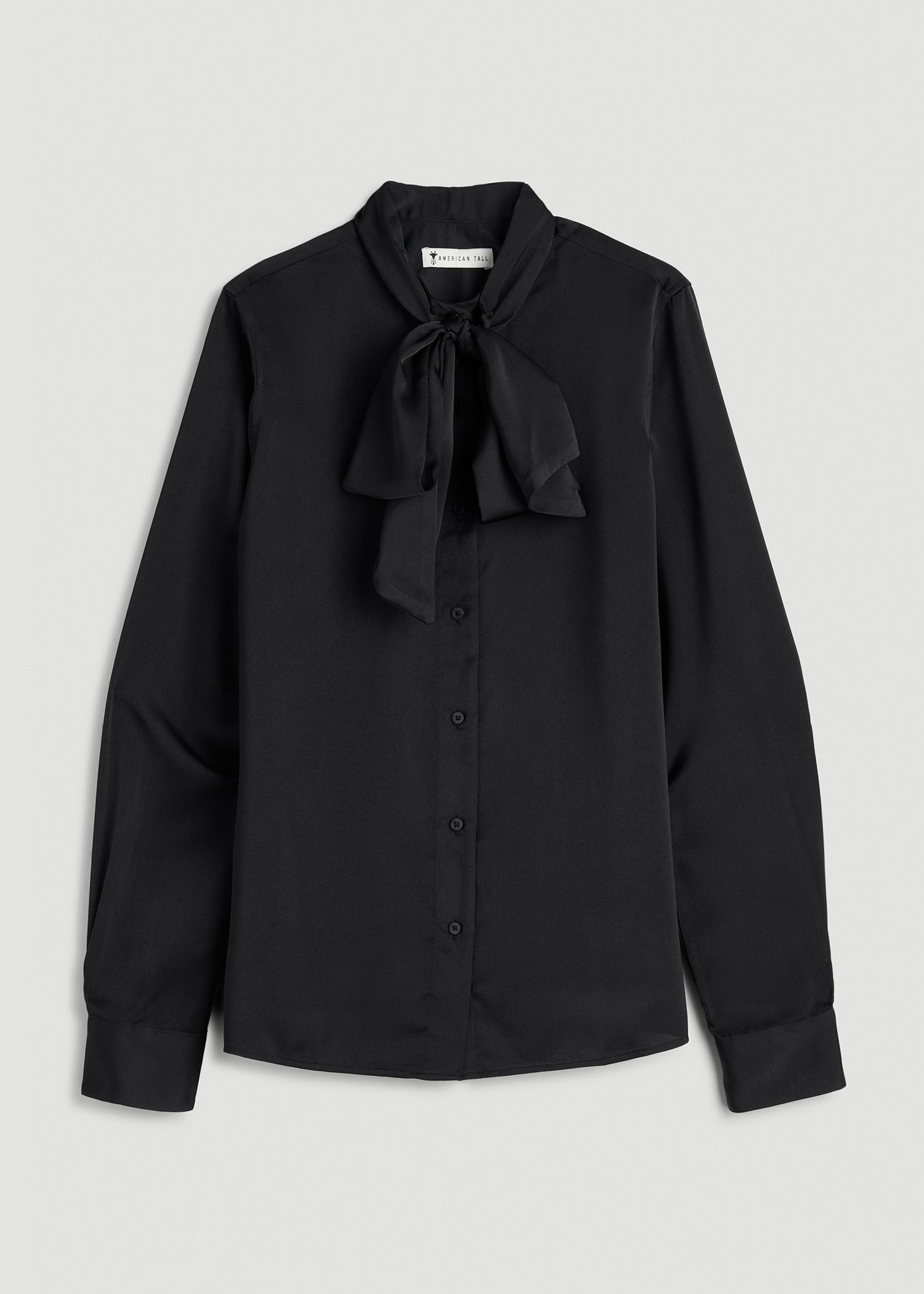 American Tall Online | Satin Blouse With Bow for Tall Women in Black