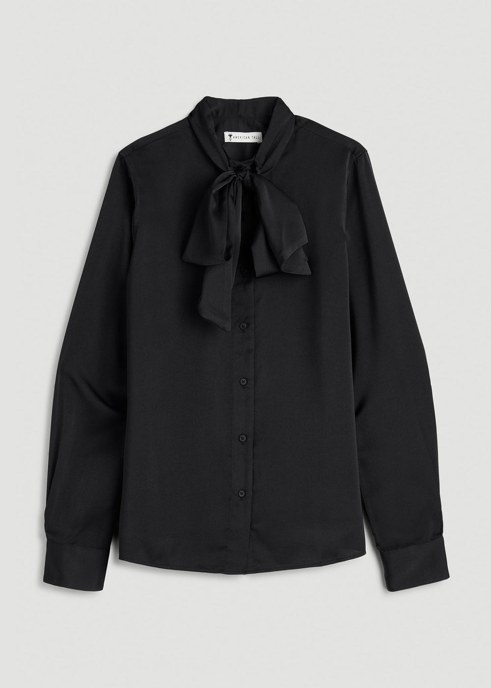 American Tall Online | Satin Blouse With Bow for Tall Women in Black