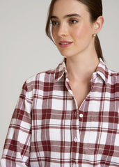American Tall Sale | Flannel Button-Up Shirt for Tall Women in Port Royale Plaid