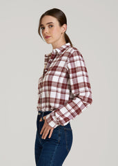 American Tall Sale | Flannel Button-Up Shirt for Tall Women in Port Royale Plaid