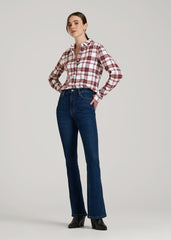 American Tall Sale | Flannel Button-Up Shirt for Tall Women in Port Royale Plaid