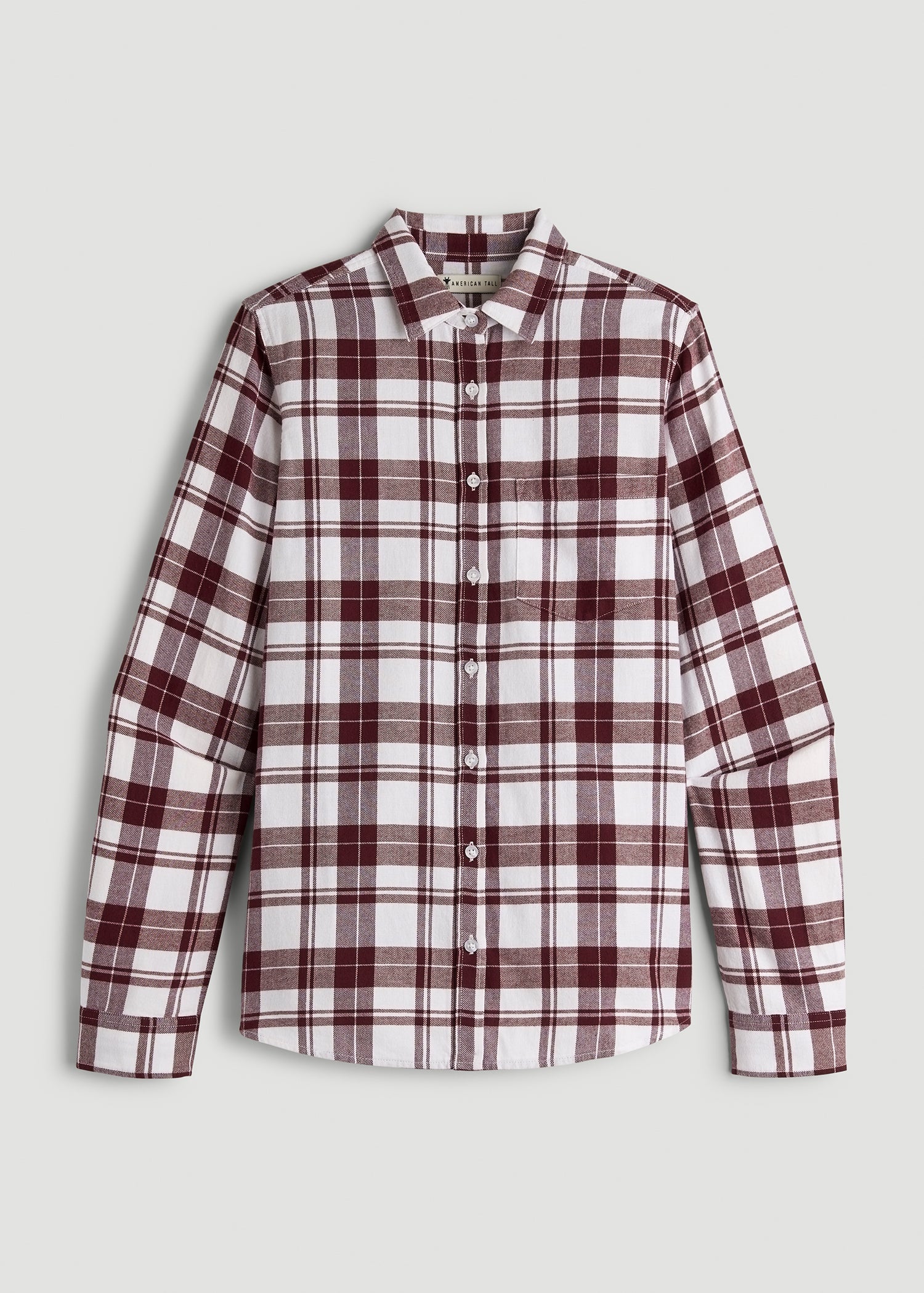 American Tall Sale | Flannel Button-Up Shirt for Tall Women in Port Royale Plaid