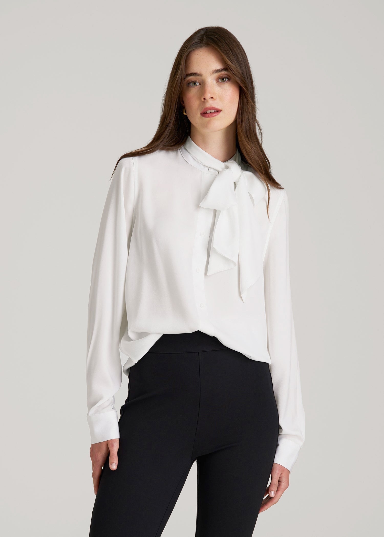 American Tall Online Shop | Satin Blouse With Bow for Tall Women in White