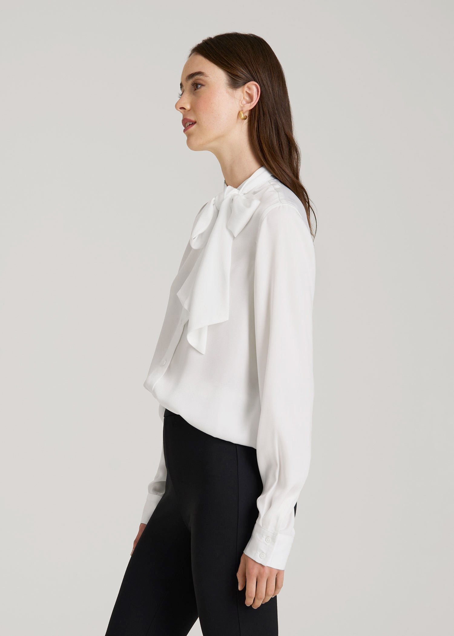 American Tall Online Shop | Satin Blouse With Bow for Tall Women in White