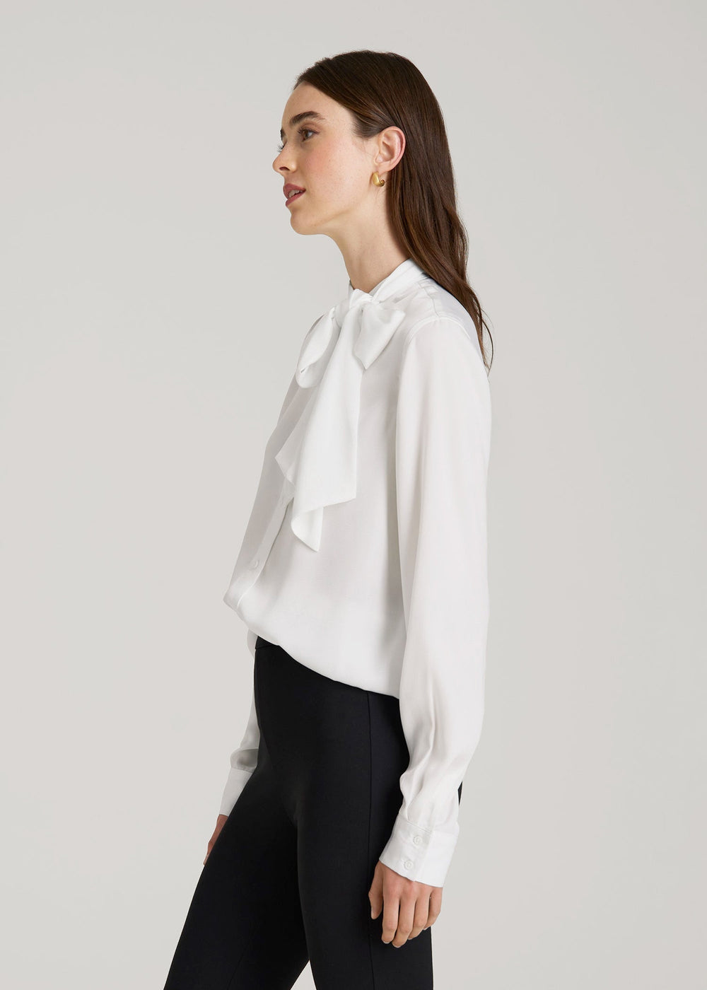 American Tall Online Shop | Satin Blouse With Bow for Tall Women in White